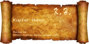 Kupfer Hunor névjegykártya